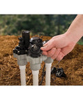 Pro Grade Anti Siphon Valve With Flow Control For Above Ground Sprinklers, Three Quarter Inch Threads being installed