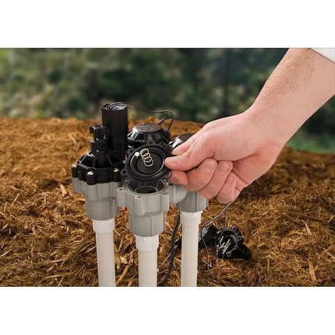 Pro Grade Anti Siphon Valve With Flow Control For Above Ground Sprinklers, Three Quarter Inch Threads being installed