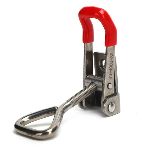Heavy Duty Stainless Steel Toggle Latch Catch Perfect For Woodworking Clamping Projects Offering Effortless One Hand Quick Locking And Precise Positioning With Simple Push Pull Mechanism To Secure Workpieces Like A Boss On Any Shop Floor Job, red handle