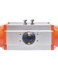 Heavy Duty Air Pneumatic Ball Valve Actuator Featuring Slick 90 Degree Rotation Rock Solid Build Plug And Play Hookup For No Sweat Industrial Flow Control Operations - Front view of actuator with control knob.