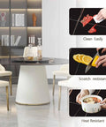 Hella Durable 40 Inch Lazy Susan Rotating Serving Tray Cut From Thick Sintered Stone With A Smooth As Butter 360 Swivel Design That Is Truly A Kitchen Game Changer For Big Family Gatherings In Clean Black on a dining table.