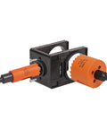 Door Lock Installation Kit With Adjustable Jig, One Inch And Two And One Eighth Inch Hole Saws, Arbor Included, black and orange design