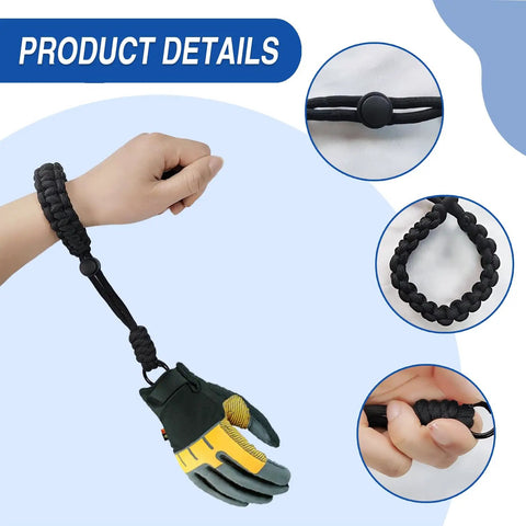 Adjustable Anti Loss Glove Straps Set For Outdoor Sports Heavy Duty Nylon Wrist Leashes Skiing Mountaineering shown in use