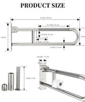 Built Like A Tank 32 Inch Toilet Grab Bar Featuring Anti Slip Brushed Nickel Finish dimensions and measurements for installation.