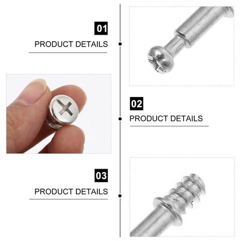 Close-up of 28mm cam lock fittings from Two In One 50 Pack 28mm Alloy Furniture Connectors Kit With Cam Lock Fittings And Pre Inserted Nuts And Bolts For Cribs And Bunk Beds Do It Yourself Heavy Duty Hardware Set For Quick Furniture Repairs