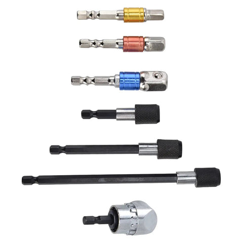 Grab This Epic 7-Piece Impact Grade Power Hand Tool Set With Magnetic Socket And Hex Shank Drill Adapter Perfect For All Your Drilling Gigs And Heavy Duty Jobs Guaranteed To Rock Your World. 7-piece chrome vanadium steel drill adapter set