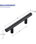 Diagram showing dimensions of Matte Black Cabinet Handles 5 Inch Overall Length With 3 Inch Hole Centers 76 Mm Cabinet Pulls