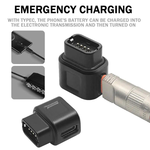 Shimano EW EC300 4 Pin To Type C Converter And 12 Speed Di2 Charger Cable close-up on emergency charging use