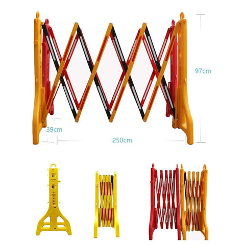 Rock Solid Heavy Duty Expandable Traffic Barricade FoldAway Water Filled Road Gate Retractable Polyethylene Crowd Control Fence With Reflective Strips For Outdoor Perimeter Security
