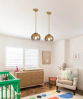 Gradient Gold Glass Pendant Light for Kitchen Island, Modern Vintage Hanging Lamp, adding a cozy vibe in a nursery room