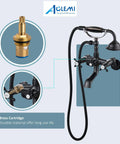 Oil Rubbed Bronze Clawfoot Tub Filler With Wall Mount, Vintage Style Tub Faucet With Handheld Shower and Brass Cartridge Detail