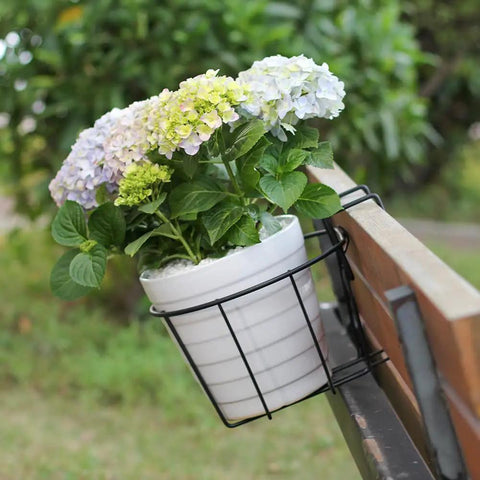 Three Pack 10 Inch Railing Planters For Balcony Or Porch Hanging Baskets Outdoor Indoor Flower Pot Holders Fits Up To Nine And A Half Inch Pots