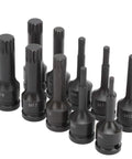 Grabsome 10 Piece Square Bit Socket Set Built Tough With Impact Ready CR-MO Steel Big Time Garage Gear For Heavy Duty Jobs Featuring M5 Through M18 Sizes Plus Nifty Storage Case You Gonna Love This Awesome Tool Kit, black M5-M18 bits