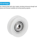 U Groove Nylon Pulley Wheel 5x25x9mm Set of 4 for Sliding Doors Windows Drawers and Conveyor Tracks White Heavy Duty Bearing Guide Rollers for Smooth Sliding and Durable Hardware, white nylon bearing wheel