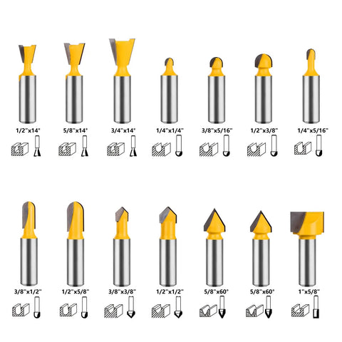 70 Piece Half Inch Shank Tungsten Carbide Router Bit Set for precise cuts in plywood, hardwood, and softwood