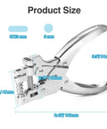 2 In 1 Badge Slot Hole Punch For Id Cards And More No Nonsense Heavy Duty Hand Punch Made Of Metal For PVC Cards Paper And Cardstock 5mm Round Hole And 13x3mm Slot Hole Silver product size diagram