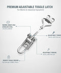 304 Stainless Steel Adjustable Draw Latch For Marine Storage Boxes And Industrial Grade Enclosures Lock It Down Tension For Varying Lid Thickness