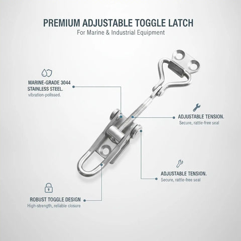 304 Stainless Steel Adjustable Draw Latch For Marine Storage Boxes And Industrial Grade Enclosures Lock It Down Tension For Varying Lid Thickness