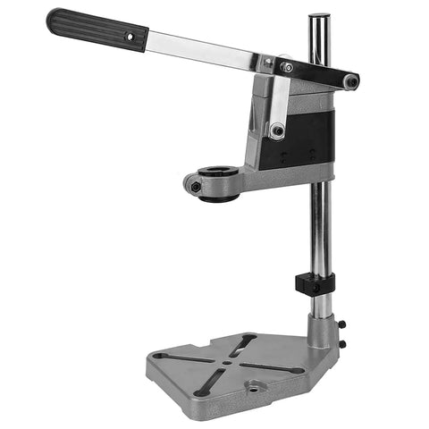 No Fuss Universal Drill Press Stand With Rock Solid Aluminum Base For Quick Workbench Clamping. Adjustable design for precision tasks.