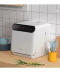 Plug And Play Countertop Dishwasher Totally Hassle Free Setup Triple Bowl Basket An Absolute Game Changer For Apartment Living And Micro Kitchens Fully Auto Compact Must Have on kitchen countertop with blue plates.