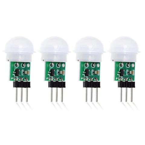 Dope Mini Pyroelectric PIR Motion Sensor Module For DIY Electronics Infrared Body Heat Detector Compact IR Sensor With Repeatable Trigger 4 Pack For Projects And Pro Home Automation, four PCB modules