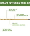 High Rated 7/64 X 6 Inch Extra Long Drill Bits 6 Pack Titanium Coated M2 High Speed Steel for precise drilling and heat resistance.