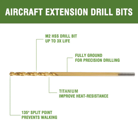High Rated 7/64 X 6 Inch Extra Long Drill Bits 6 Pack Titanium Coated M2 High Speed Steel for precise drilling and heat resistance.