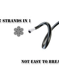 Heavy Duty Replacement Pulley Cable For Home Gyms Built Tough With Black Nylon Coating and Rock Solid Non Slip Grip shown with steel strands.