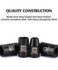 Half Inch Drive Deep Impact Socket Set Workhorse With 15 Metric Sockets From 10Mm To 24Mm and CRV steel black finish sockets