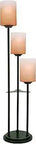 Three Amber Glass Table Lamp in Dark Bronze Finish with In Line Dimmer, three amber shades on sleek rods