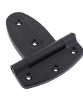 Works Like A Champ T Shaped Gate Strap Hinge With Rustproof Coating and UV Shield, showing angled view of black galvanized steel hinge.