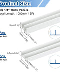 White Plastic Sliding Door Track Set For 1/4 Inch Thick Panels, 3 Feet Long Glass Window And Closet Cabinet Door Tracks, Includes 4 Upper Rails And 4 Lower Rails, Compatible With Sliding Doors