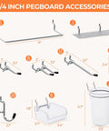 Badass Heavy Duty Metal Pegboard Wall Storage Kit With 90 Pieces Of Hooks Bins Cups Paper Towel Holder And Steel Tray For Garage Workshop Organization accessories layout