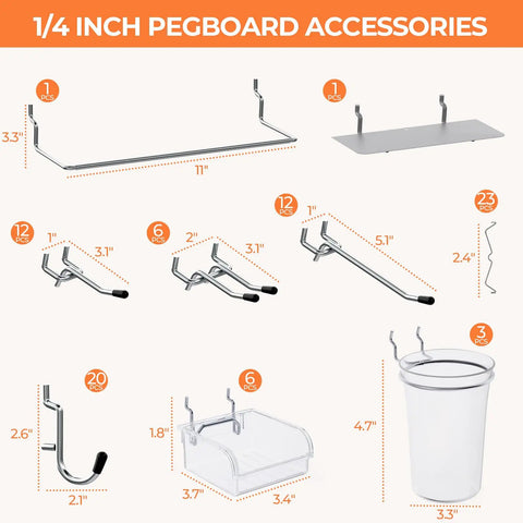 Badass Heavy Duty Metal Pegboard Wall Storage Kit With 90 Pieces Of Hooks Bins Cups Paper Towel Holder And Steel Tray For Garage Workshop Organization accessories layout