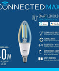Smart LED Vintage Glass Filament B11 Bulb 40W Equivalent Tunable White 2200K To 6500K 2.4GHz WiFi Bluetooth Works With Alexa