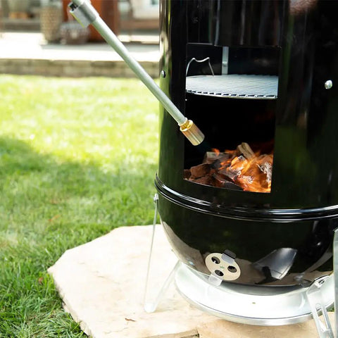 Self Igniting Outdoor Torch, 20,000 BTU High Output Flame, 36 Inch Handle, Adjustable Flame Control near barbecue starter