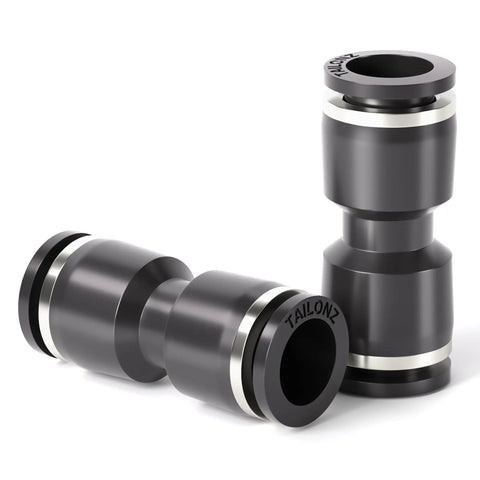 Black Straight One Quarter Inch Push To Connect Tube Fittings Push Lock Plastic 10 Pack for PU PA PE PVC Tubing in black plastic