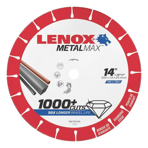 14 Inch Segmented Rim Diamond Edge Cutoff Wheel For Metal With 1 Inch Arbor Dry Use On 14 Inch Chop Saws Up To 4300 RPM