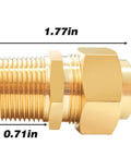 Two 1/2 Inch NPT Brass Pipe Fittings Male Threaded Hex Nipples Pack Of 2 For Gas Lines, brass fitting dimensions shown