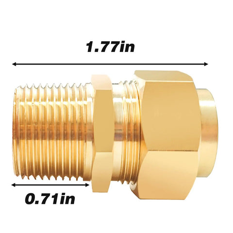 Two 1/2 Inch NPT Brass Pipe Fittings Male Threaded Hex Nipples Pack Of 2 For Gas Lines, brass fitting dimensions shown