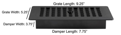 Louvered Plastic Floor Register Black Finish 4x8 Inches 10 Pack Decorative Air Vent Grate with dimensions and durable lattice design.