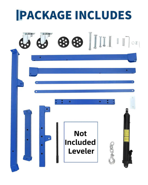 Badass Portable 3000 Lb Hydraulic Engine Hoist Shop Crane accessories including blue steel base parts and hydraulic pump.