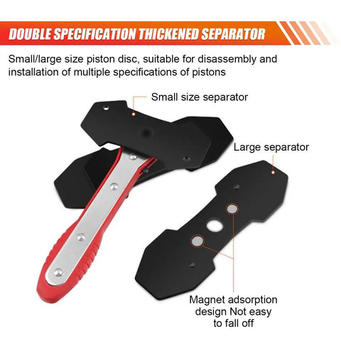Brake Caliper Press Tool With Extra 2 Steel Plates Piston Spreader showcasing small and large separators with magnet adsorption.