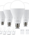 Rechargeable Emergency Light Bulbs 4 Pack, Battery Powered LED Bulbs With 1200mAh, 6000K Daylight, E26 Base, 9W Replacement