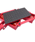 Heavy Duty Industrial Machinery Skates With 4 Rollers For Moving Heavy Equipment In Warehouses And Factories, sturdy carbon steel platform close-up with rollers.