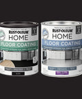 Water-Based Floor Coating Kit For Home Interiors Semi-Gloss Black Easy DIY Upgrade That Adheres Without Stripping Sanding Or Priming Works On Tile Ceramic Porcelain Concrete Hardwood Laminate Vinyl And More Top Coat Included paint cans