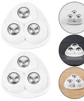 12pcs Adhesive Furniture Casters 360 Degree Swivel Wheels white triangular base with three metal ball casters.