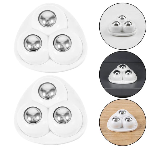 12pcs Self Adhesive Caster Wheels for Furniture Legs Cabinets in white with three silver balls for versatile furniture use.