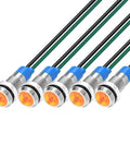Orange LED Indicator Lights 3V To 9V DC Waterproof Panel Mount Signal Lamp Kit 5 Pack Energy Saving Anti Shock Corrosion Resistant Durable With Wire