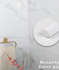 Flexible Quarter Round Molding Trim 16.4 Ft Peel And Stick Self Adhesive White Easy To Install For Floors Countertops Walls Cabinets No Mess Removal No Residue in bathroom setting showing edge detail.